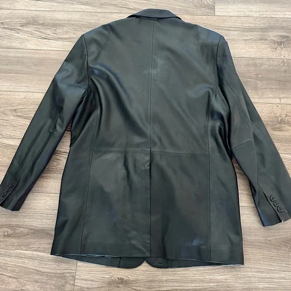 City Jones New York Men's Black Leather Dress Blazer 44L